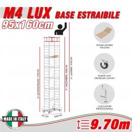 Trabattello M4 LUX base estraibile (h lavoro 9,70 m)