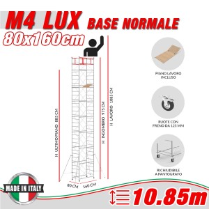 Trabattello M4 LUX base normale (h lavoro 10,85 m)