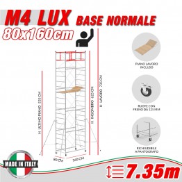 Trabattello M4 LUX base normale (h lavoro 7,35 m)