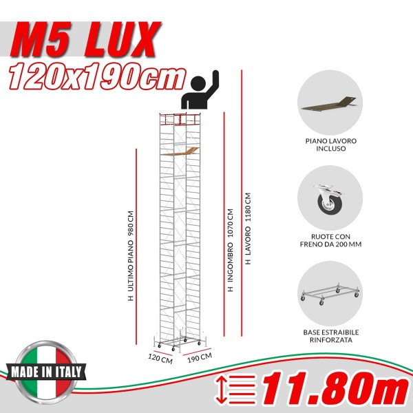 Trabattello M5 LUX (h lavoro 11,80 m)