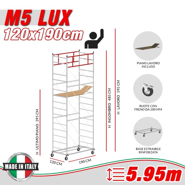 Trabattello M5 LUX (h lavoro 5,95 m)