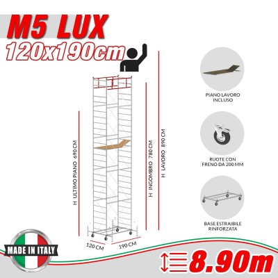 Trabattello M5 LUX (h lavoro 8,90 m)