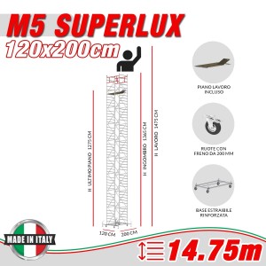 Trabattello M5 SUPERLUX (h lavoro 14,75 m)